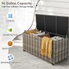 96 Gallon PE Wicker Outdoor Storage Box with 4 Wheels - Gray