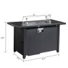 43-Inch Fire Table,50000 BTU Gas Firepit with Volcanic Stone Black - Black