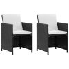 5 Piece Patio Dining Set with Cushions Poly Rattan Black - Black