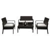 2pcs Arm Chairs 1pc Love Seat & Tempered Glass Coffee Table Rattan Sofa Set Brown Gradient - Picture shows