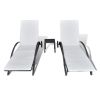 Sun Loungers with Table Poly Rattan Black - Black