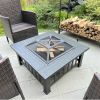 Fire Pit Table 32in Square Metal Firepit Stove Backyard Patio Garden Fireplace for Camping, Outdoor Heating, Bonfire and Picnic - as Pic