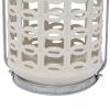 DecMode 8"W, 10"H Coastal Stoneware Lantern, White, 1 - Piece - DecMode