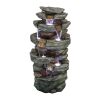 Outdoor Fountain 40.5inches High Rocks Outdoor Water Fountain with LED Lights - 40.5inches