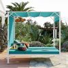 U_STYLE Outdoor Patio Sunbed Daybed with Cushions, Adjustable Seats - as Pic