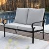 Patio Furniture Set 6 Pieces Outdoor Sectional Sofa Conversation Set with Ottomans, Metal Frame Loveseat - as Pic