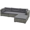 5 Piece Patio Lounge Set with Cushions Poly Rattan Gray - Grey