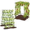 A-Frame Garden Cucumber Trellis with Netting for Climbing Plants Outdoor - Black