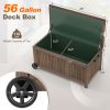 56-Gallon Wood Deck Box with Removable Waterproof PE Liner - Brown