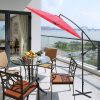 9 Ft Offset Hanging Market Patio Umbrella w/Easy Tilt Adjustment for Backyard, Poolside, Lawn and Garden, Red - KM3843