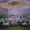 10 Feet Patio Umbrella with Crank and Solar LED Lights - Tan