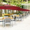 10 Feet Patio Umbrella with Crank and Solar LED Lights - Dark Red