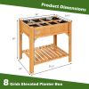 8 Grids Wood Elevated Garden Planter Box Kit with Liner and Shelf - Natural