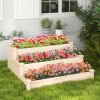 3-Tier Wooden Raised Garden Bed for Backyard Patio Gardening - Natural