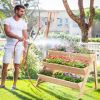 3-Tier Garden Bed with Storage Shelf, 2 Hanging Hooks and 3 Bed Liners - Natural