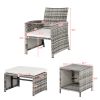 5pcs 2 Chairs 2 Footstools 1 Coffee Table Combination Sofa Gray Gradient - Graying Cane