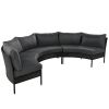 U_STYLE Patio Furniture Set, 3 Piece Curved Outdoor Conversation Set, All Weather Sectional Sofa with Cushions - as Pic