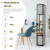 Modern Shelf Freestanding Floor Lamp with Double Lamp Pull Chain and Foot Switch - Black & White