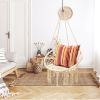 Hanging Macrame Hammock Chair with Handwoven Cotton Backrest - Natural