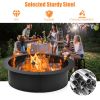 36 inch Round Steel Fire Pit Ring Line for Outdoor Backyard - Black