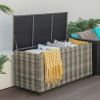 96 Gallon PE Wicker Outdoor Storage Box with 4 Wheels - Gray