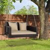 49in Brown Gradient Rattan Beige Cushion Rattan Swing Chair(Swing frames not included) - as picture