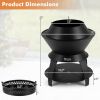 20 Inch Patio Fire Pit Metal Camping Fire Bowl with Pot Holder and Storage Shelf - Black